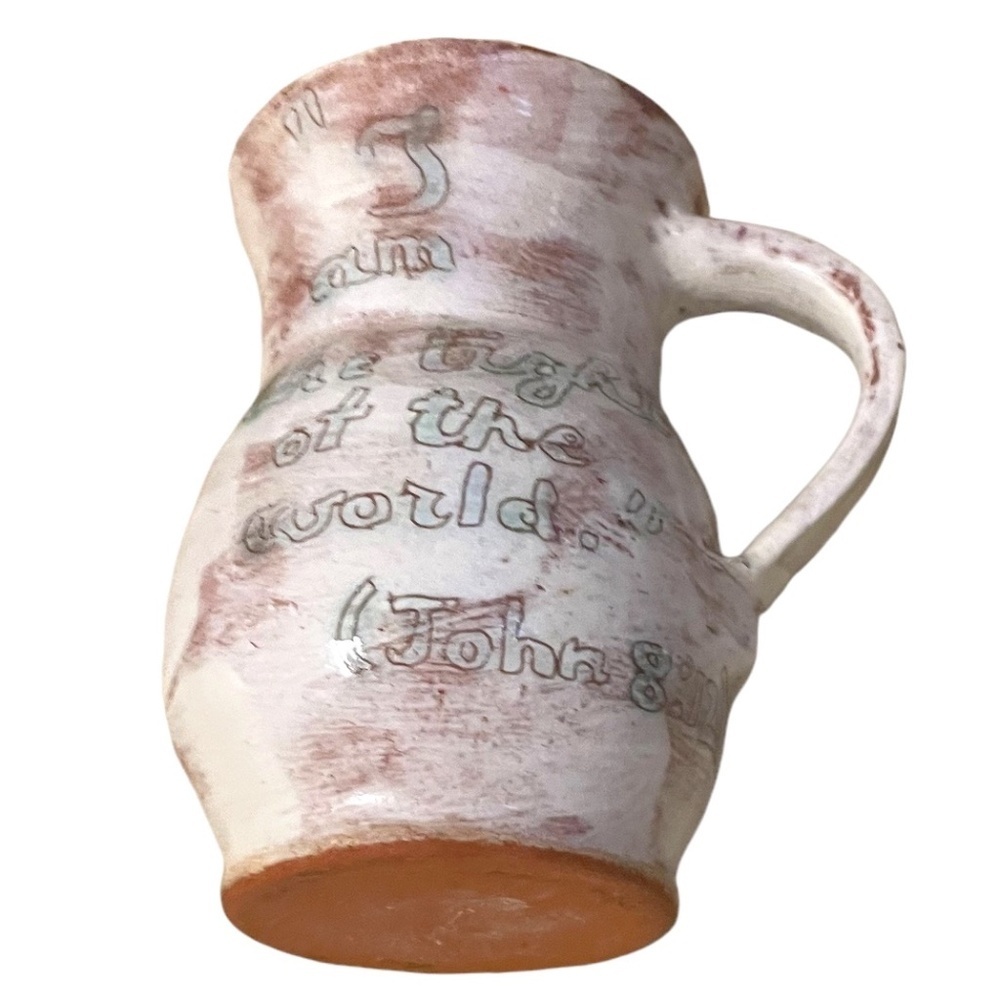 Handmade Stoneware Pottery‎ Pitcher "I'M The Light Of The World" John 8V12